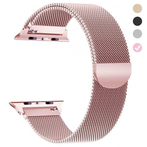 Wholesale Premium Color Stainless Steel Magnetic Milanese Loop Strap Wristband for Apple Watch Series 8/7/6/5/4/3/2/1/SE - 41MM/40MM/38MM (Rose Gold)
